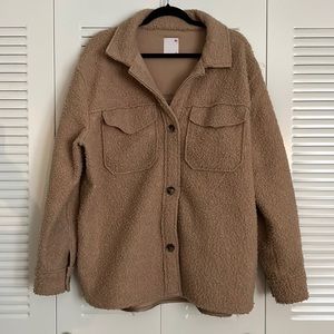 Tan Sherpa Jacket with Buttons